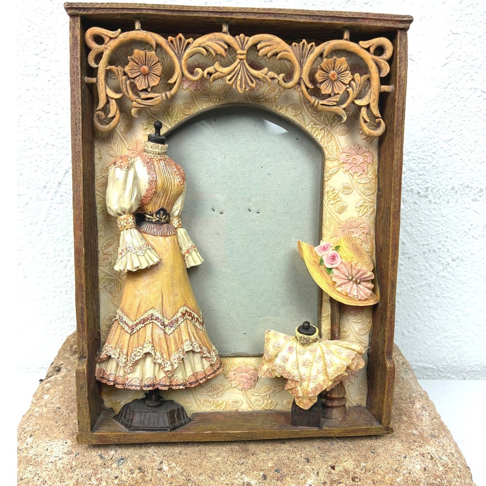 Unbranded Yellow Victorian Dress Shadow Box Frame - 8" - 3D Resin Cottagecore